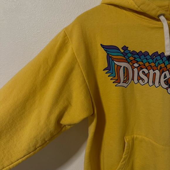 Disneyland Resort Retro Rainbow Logo Graphic Yellow Hoodie Disney Parks-Small - Picture 4 of 7